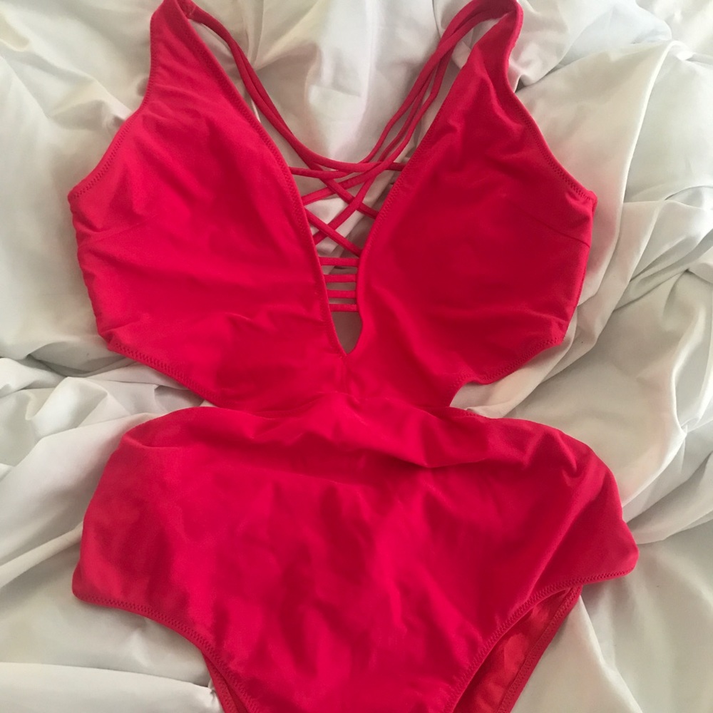 Red one piece swimsuit Abercrombie